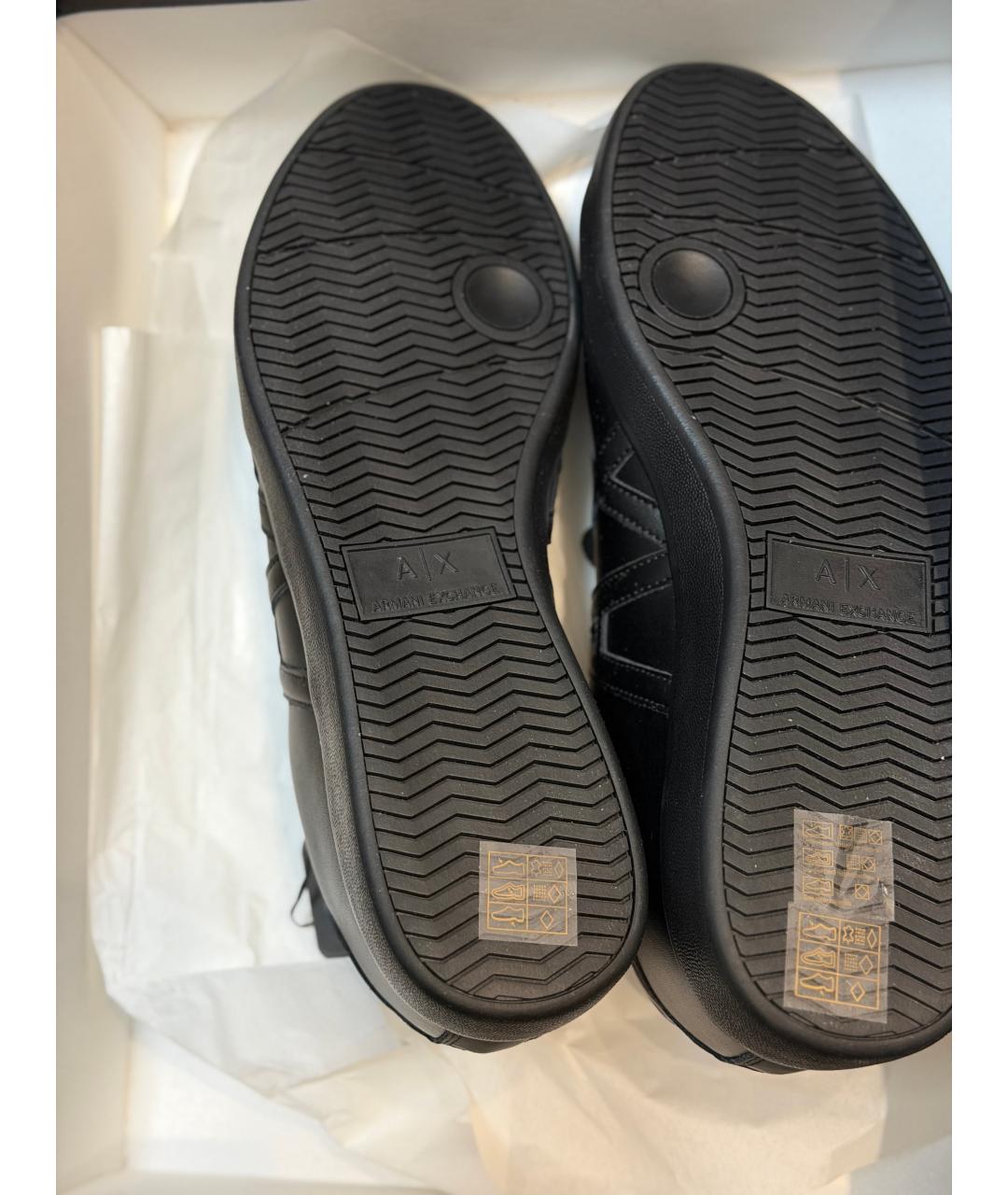 ARMANI EXCHANGE Черные кожаные низкие кроссовки / кеды, фото 5