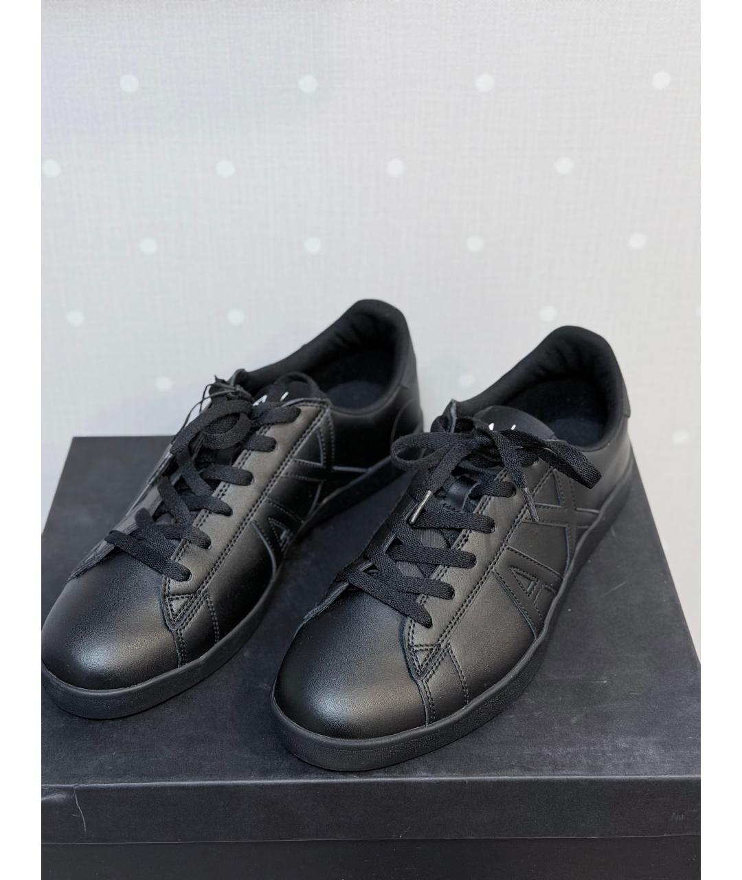 ARMANI EXCHANGE Черные кожаные низкие кроссовки / кеды, фото 2
