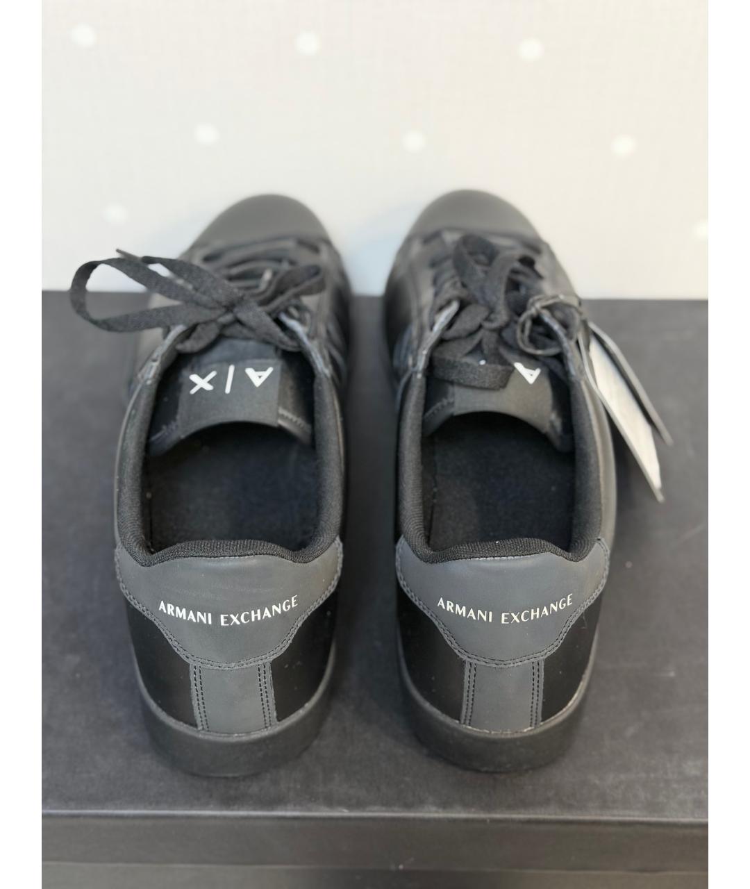 ARMANI EXCHANGE Черные кожаные низкие кроссовки / кеды, фото 4
