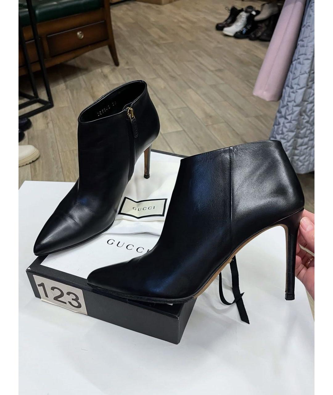 GUCCI Черные кожаные ботильоны, фото 9
