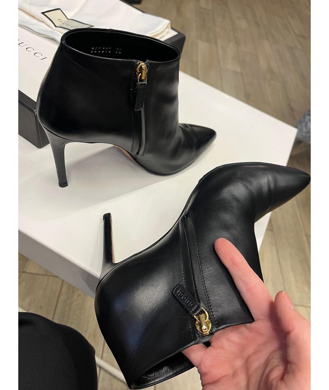 GUCCI Черные кожаные ботильоны, фото 5