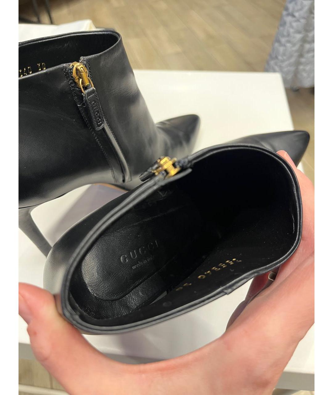 GUCCI Черные кожаные ботильоны, фото 4