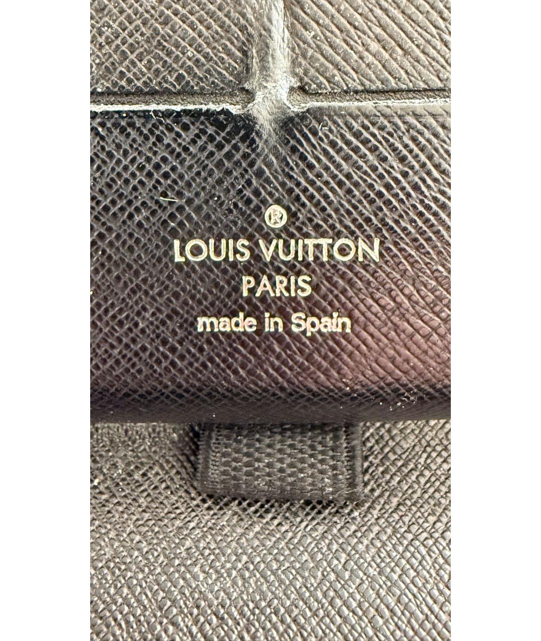 LOUIS VUITTON Антрацитовый кожаный кошелек, фото 4