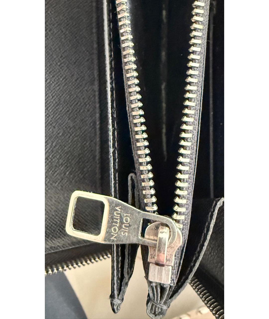 LOUIS VUITTON Антрацитовый кожаный кошелек, фото 7