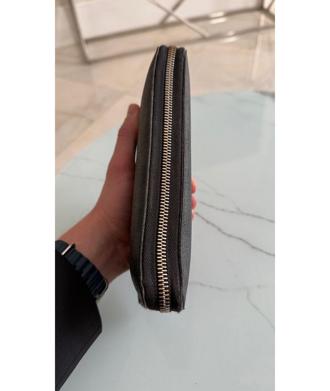 LOUIS VUITTON Антрацитовый кожаный кошелек, фото 8