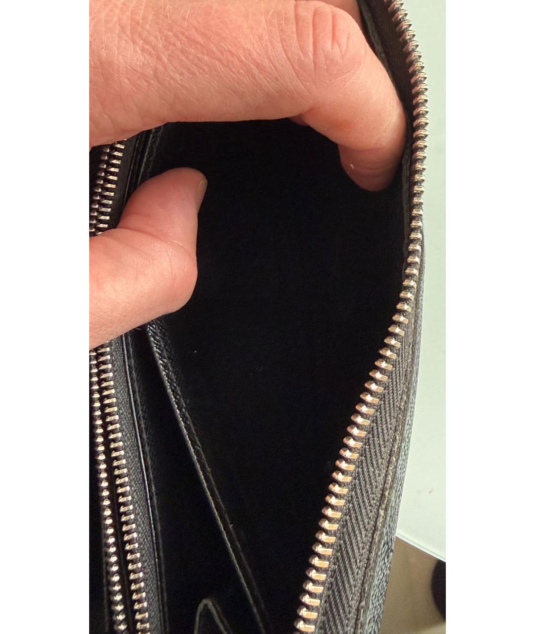 LOUIS VUITTON Антрацитовый кожаный кошелек, фото 5