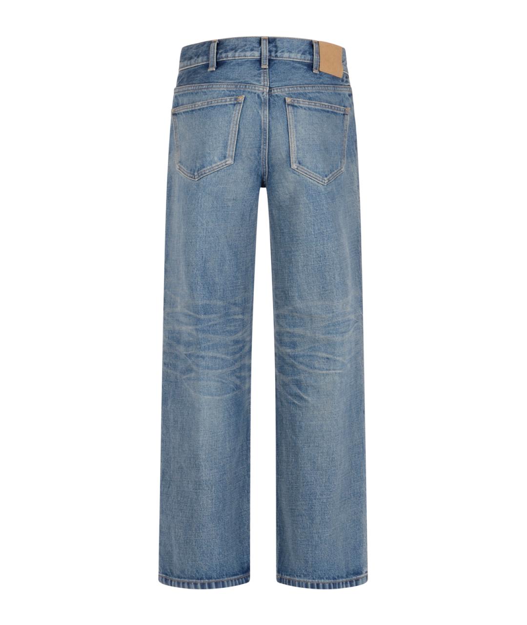 CELINE Голубые хлопковые прямые джинсы, фото 2