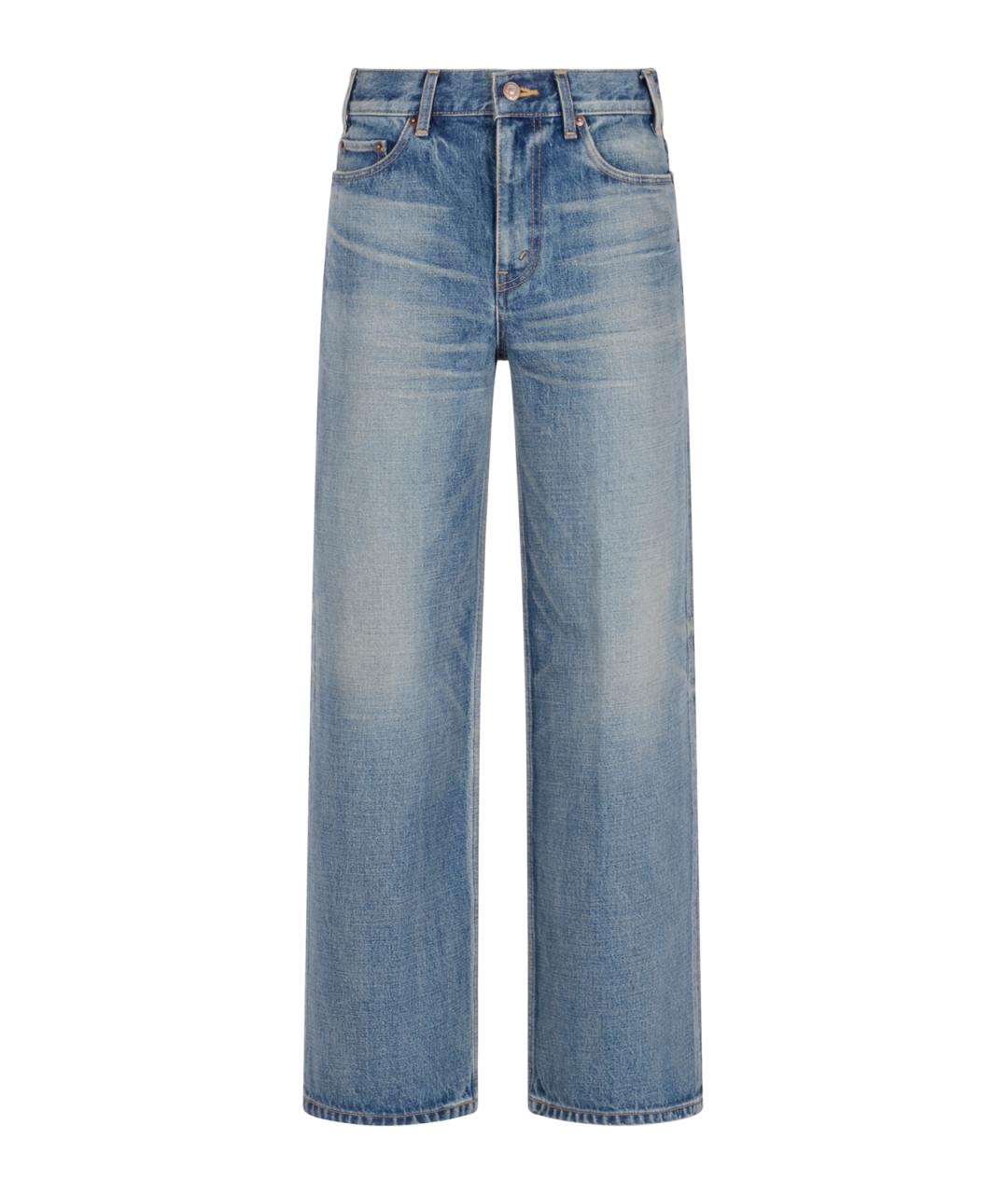 CELINE Голубые хлопковые прямые джинсы, фото 1