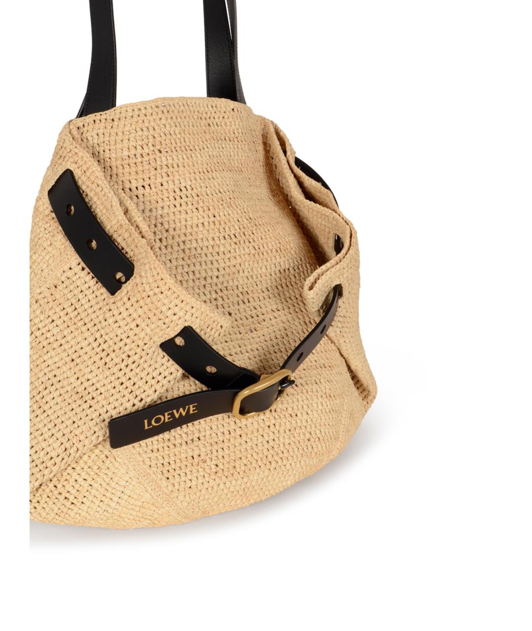 LOEWE Бежевая пелетеная сумка тоут, фото 4