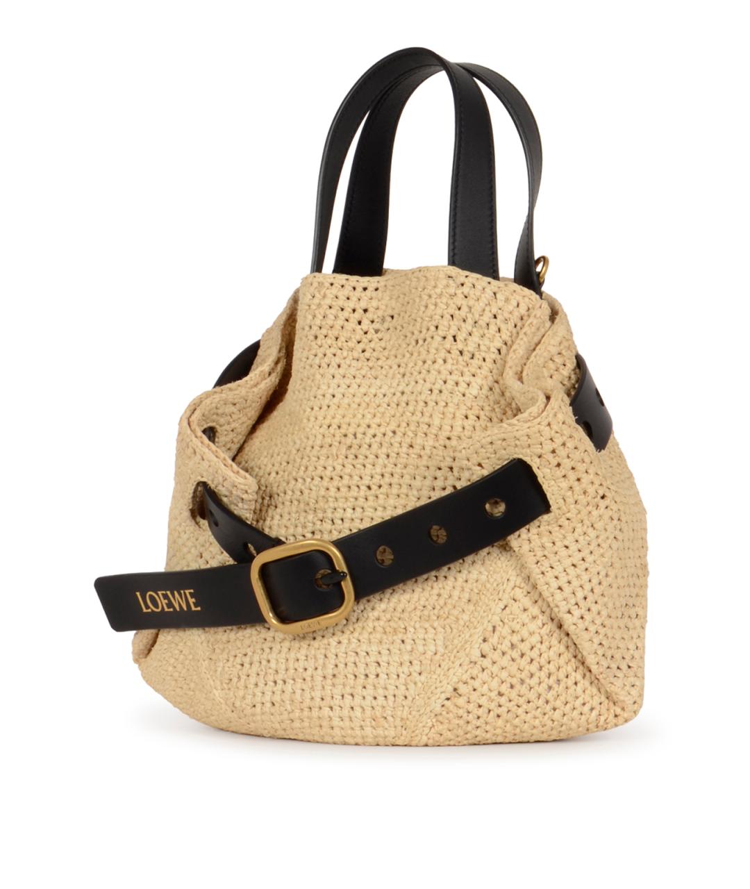 LOEWE Бежевая пелетеная сумка тоут, фото 2