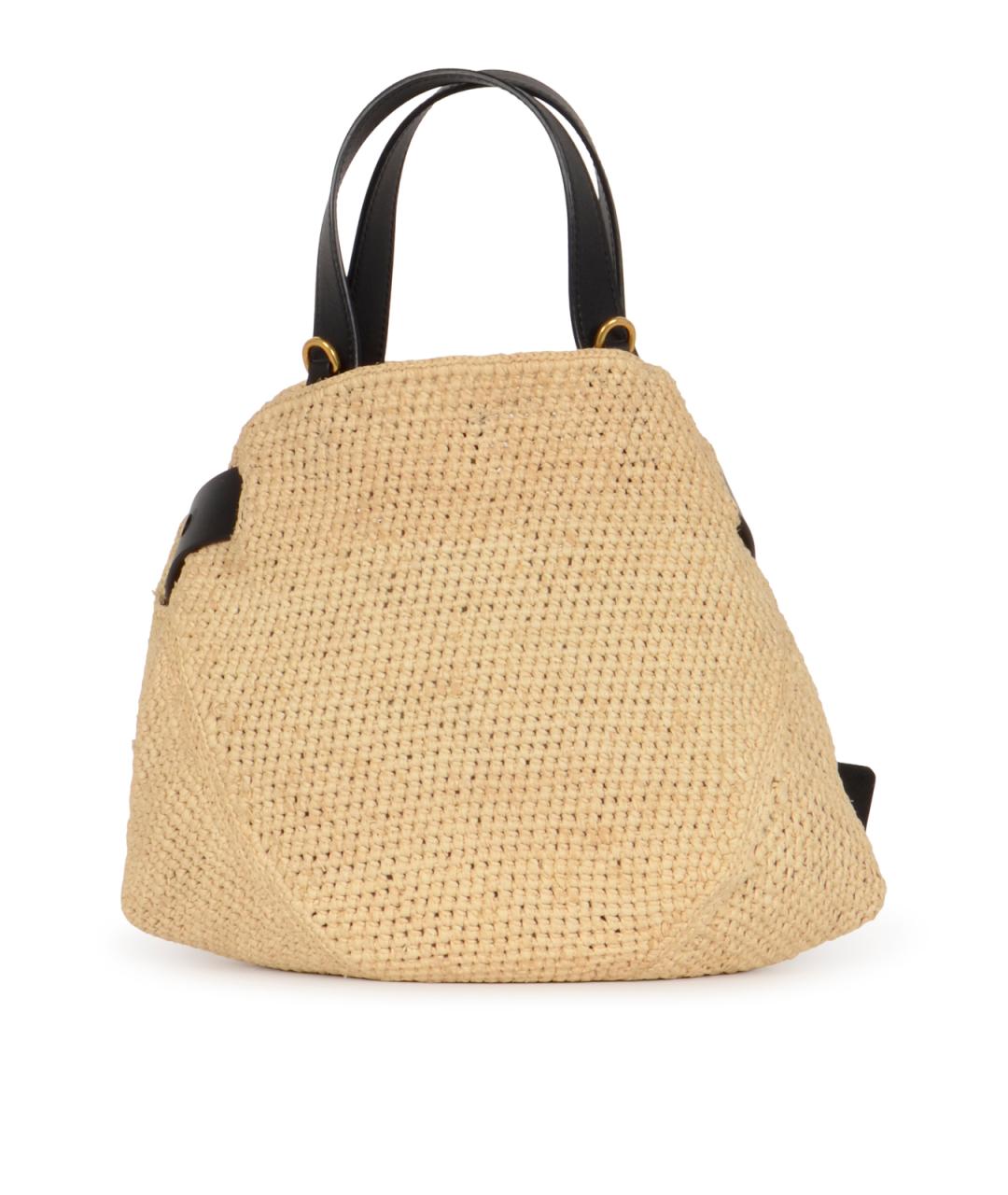 LOEWE Бежевая пелетеная сумка тоут, фото 3