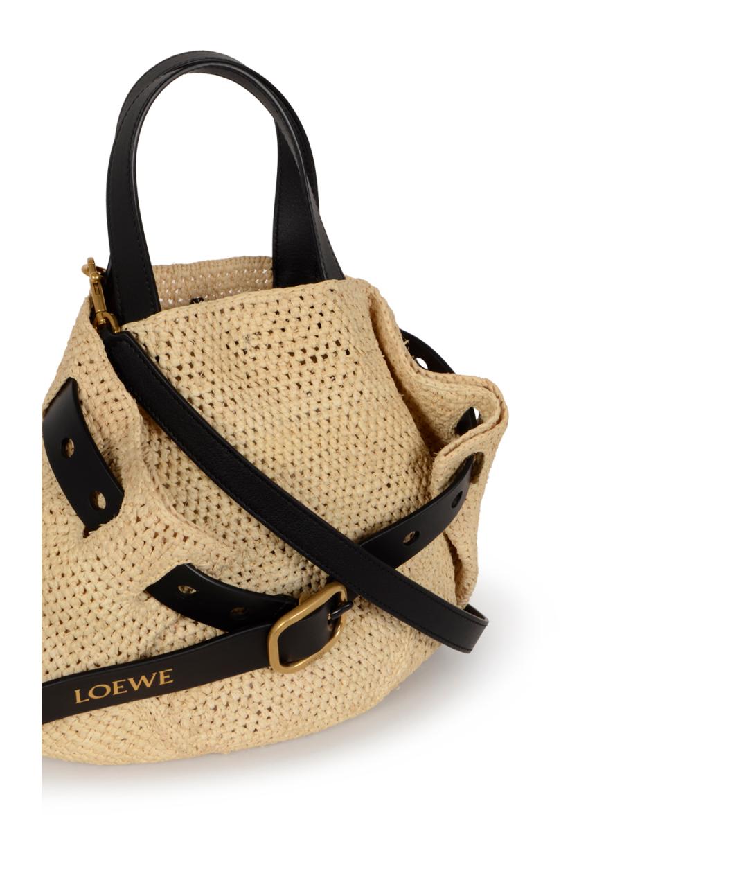 LOEWE Бежевая пелетеная сумка тоут, фото 4