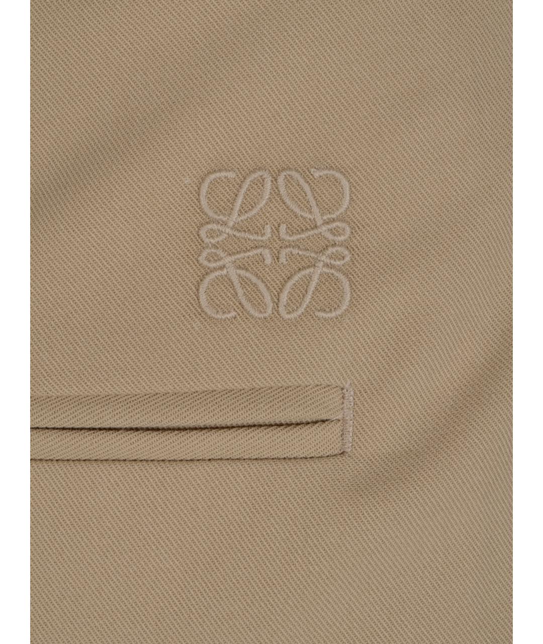 LOEWE Бежевые хлопковые прямые брюки, фото 3