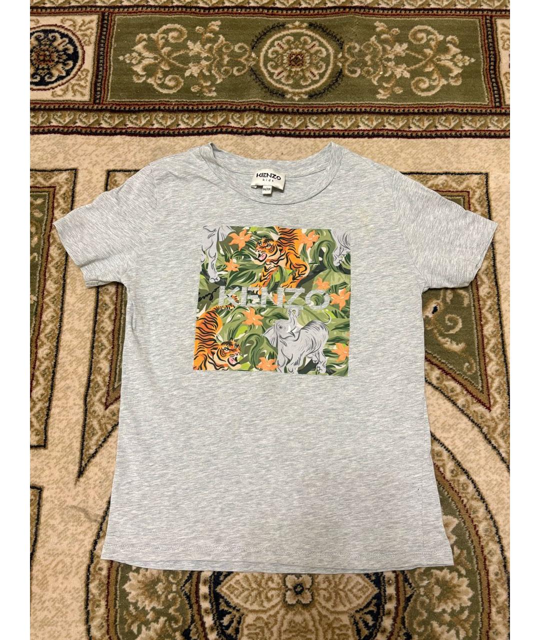 KENZO KIDS Серая хлопковая детская футболка, фото 5