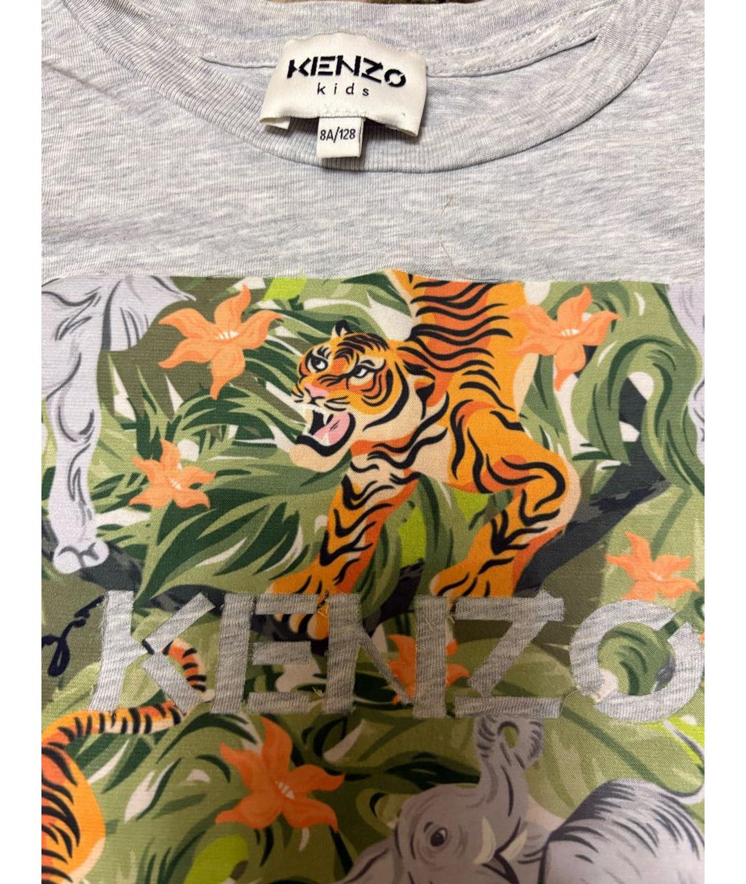 KENZO KIDS Серая хлопковая детская футболка, фото 4