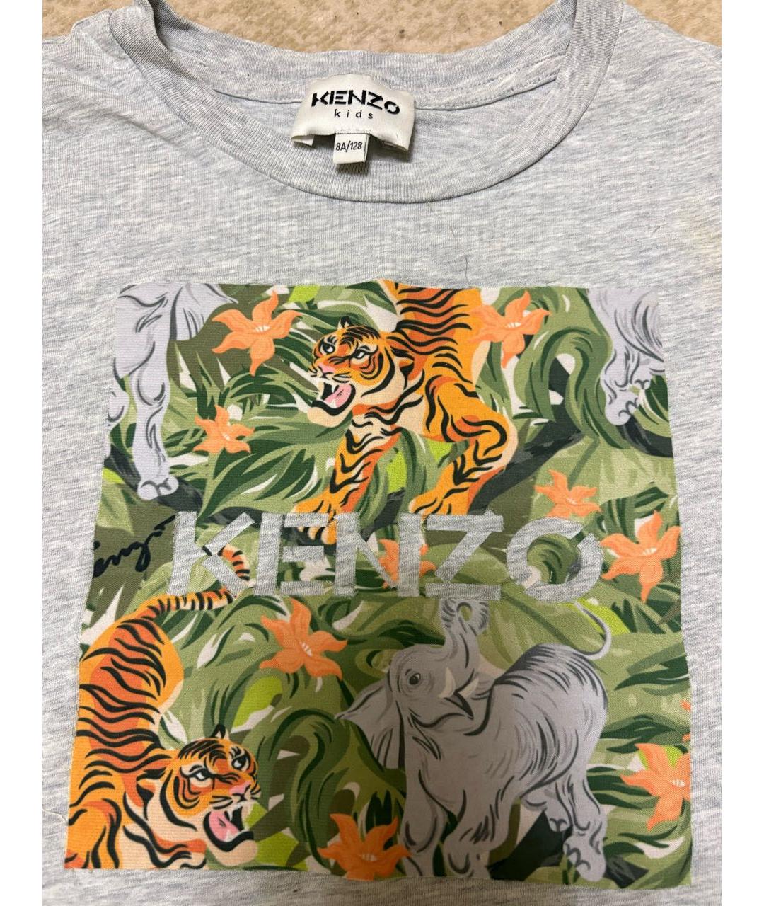 KENZO KIDS Серая хлопковая детская футболка, фото 3