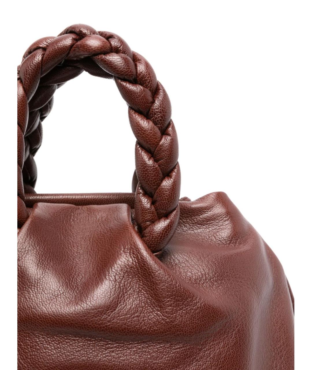 HEREU Коричневая кожаная сумка с короткими ручками, фото 3