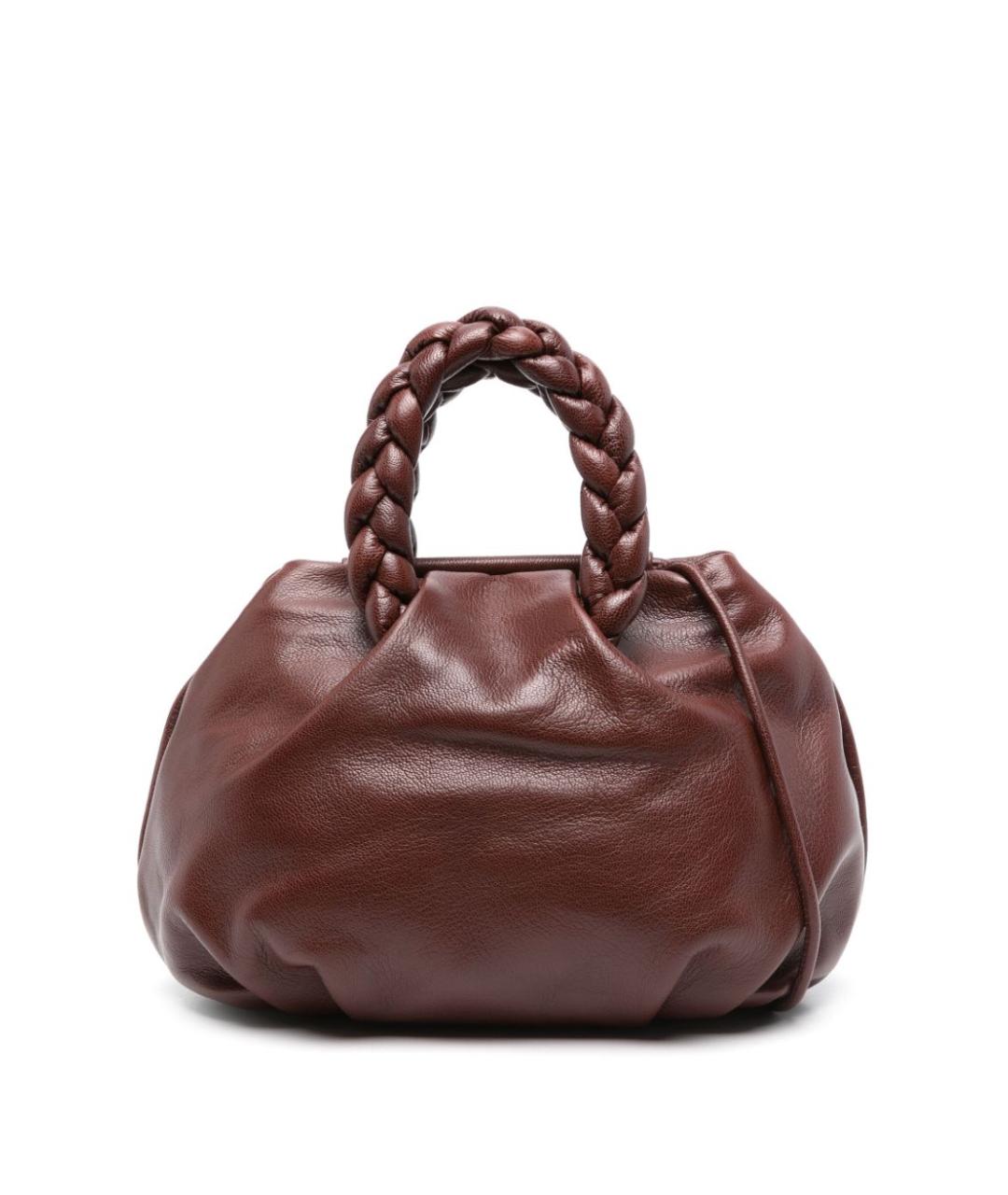 HEREU Коричневая кожаная сумка с короткими ручками, фото 1