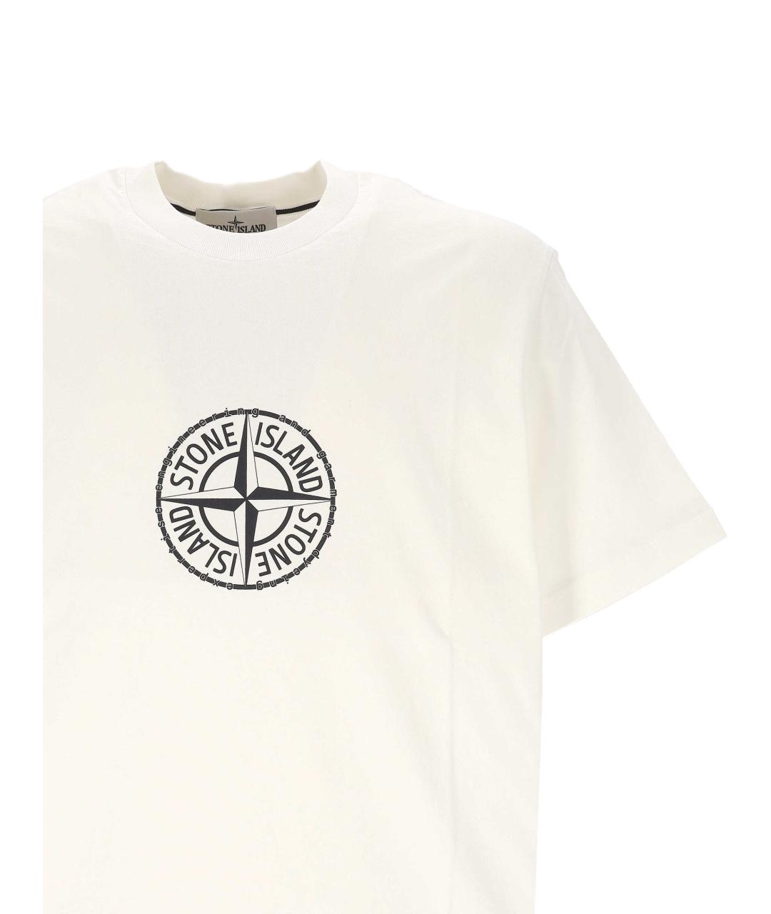 STONE ISLAND Белая хлопковая футболка, фото 2