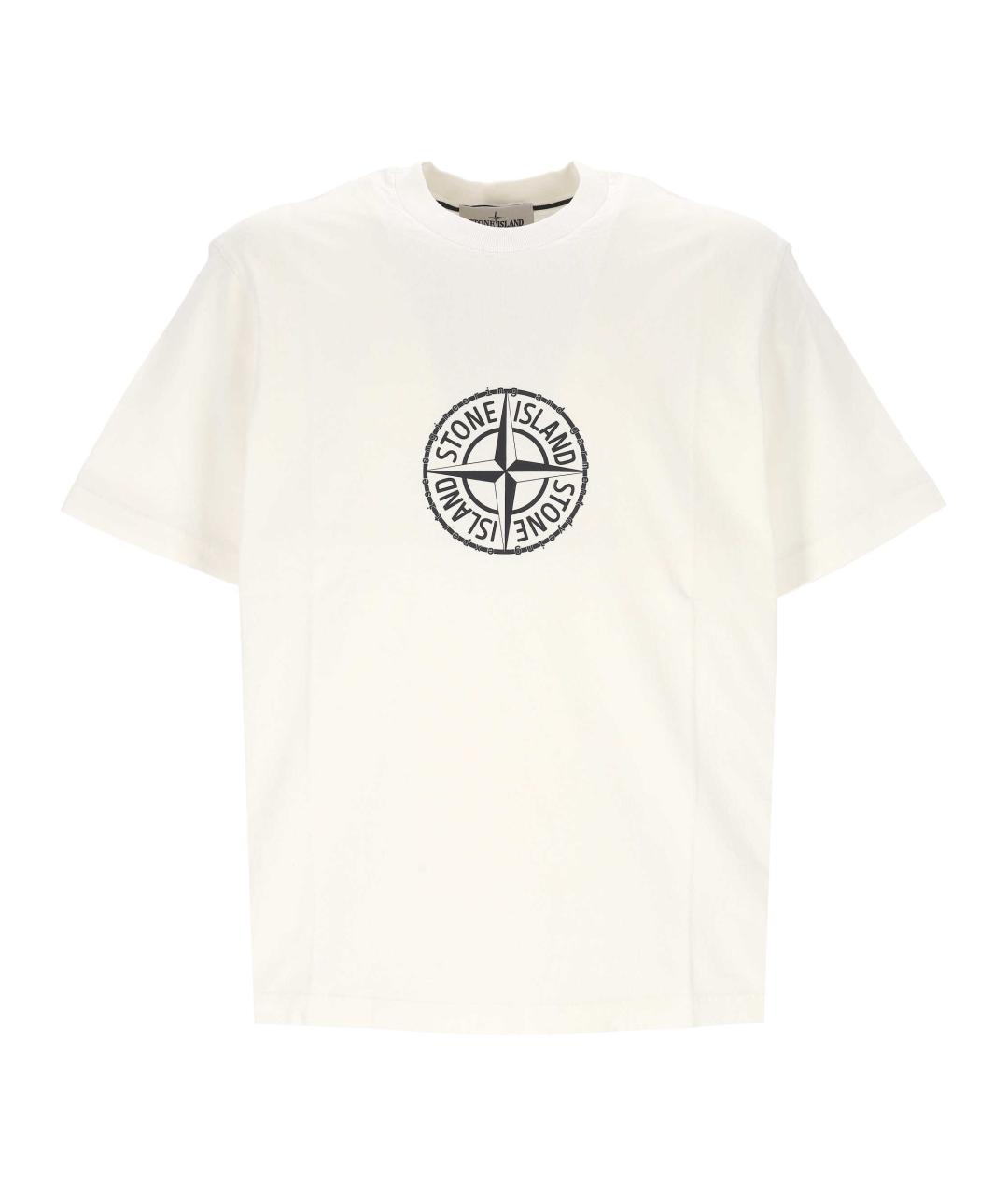 STONE ISLAND Белая хлопковая футболка, фото 1