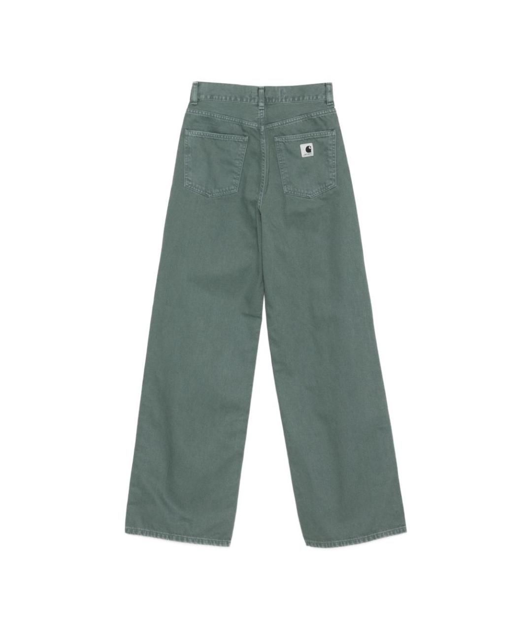 CARHARTT WIP Зеленые хлопковые прямые брюки, фото 3