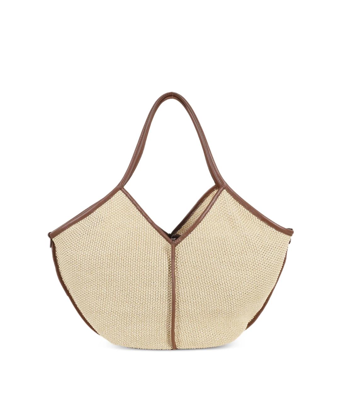 HEREU Бежевая пелетеная сумка тоут, фото 1