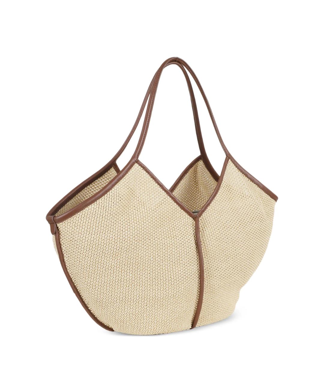 HEREU Бежевая пелетеная сумка тоут, фото 2