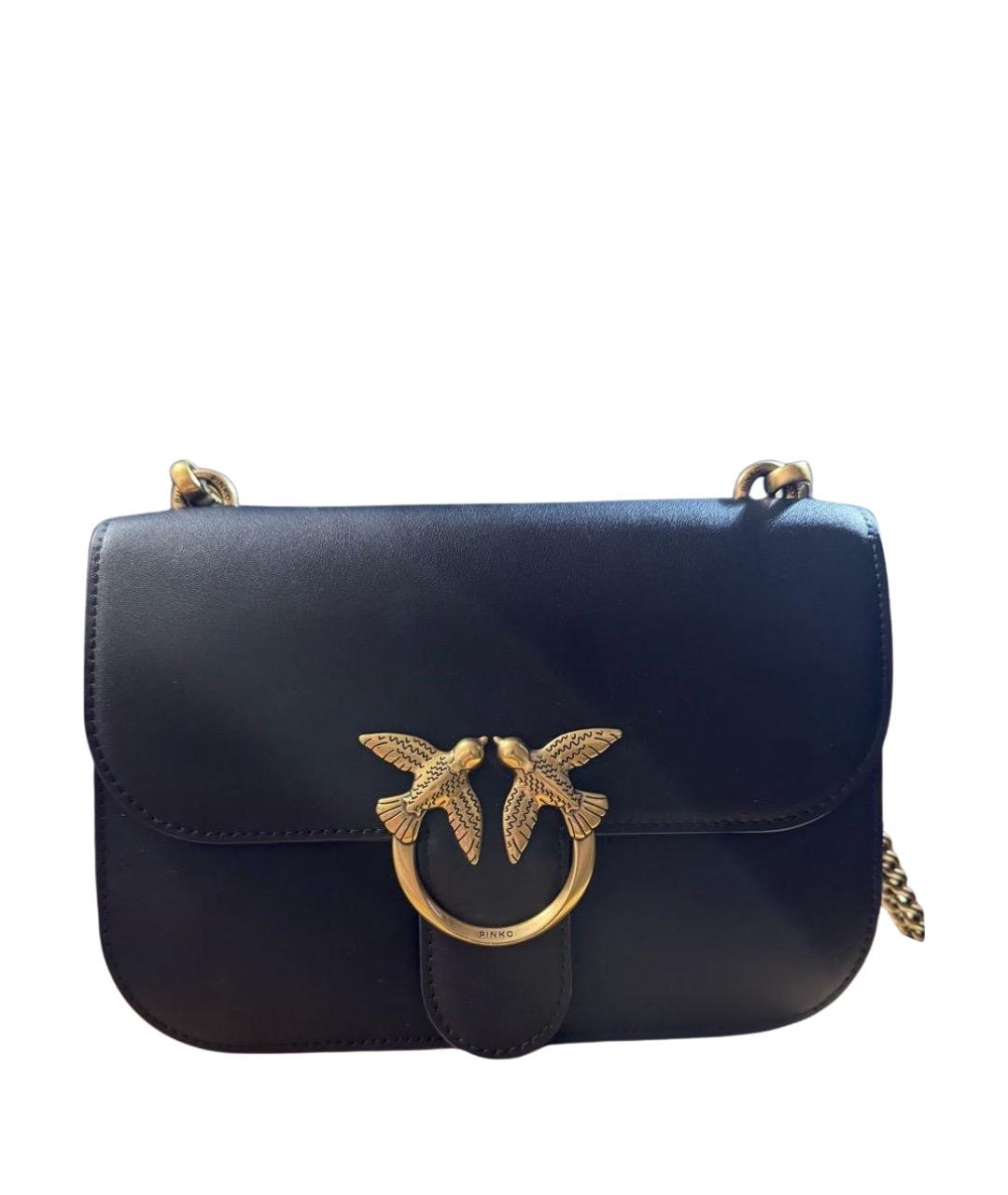PINKO Черная кожаная сумка через плечо, фото 1