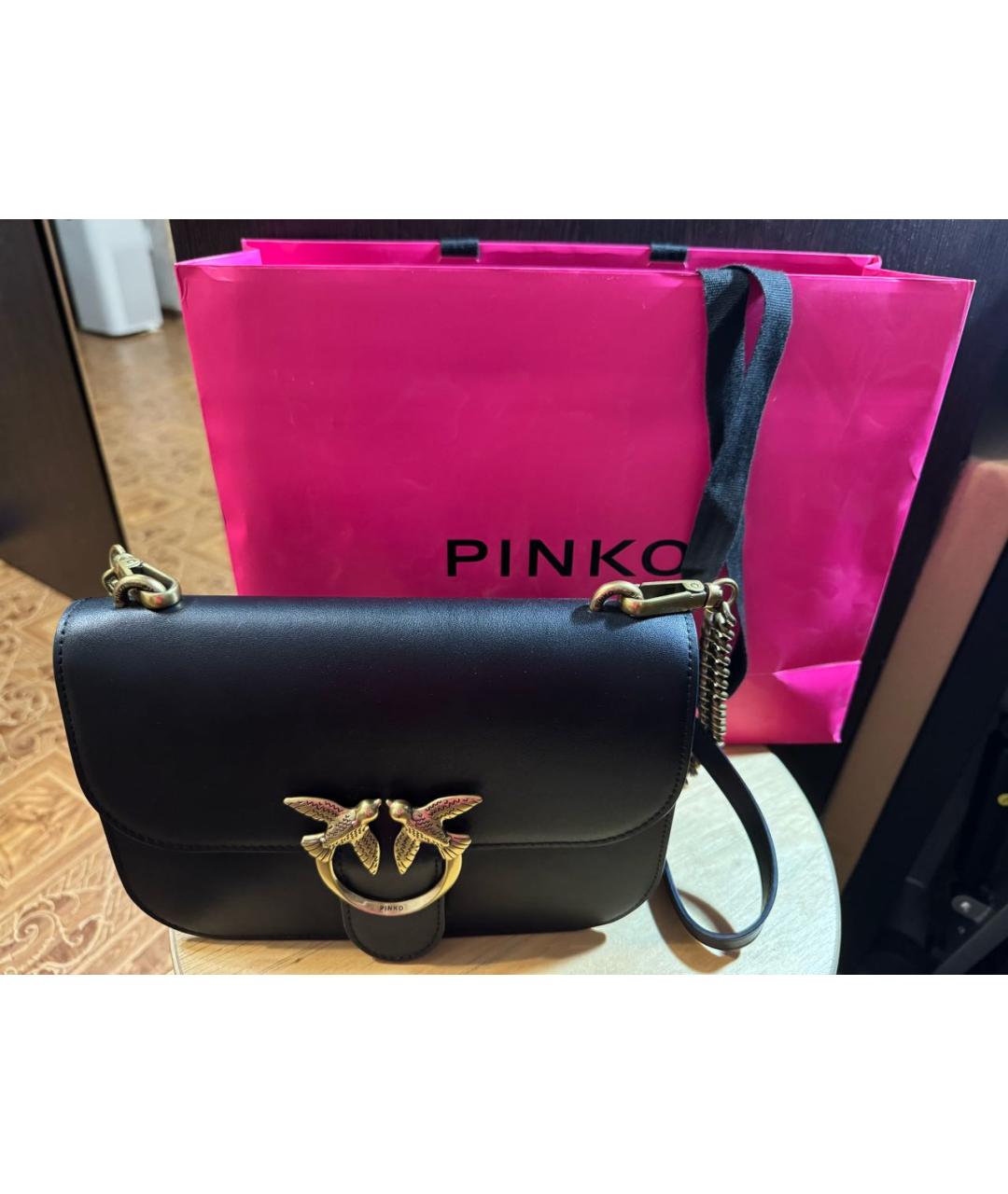 PINKO Черная кожаная сумка через плечо, фото 6