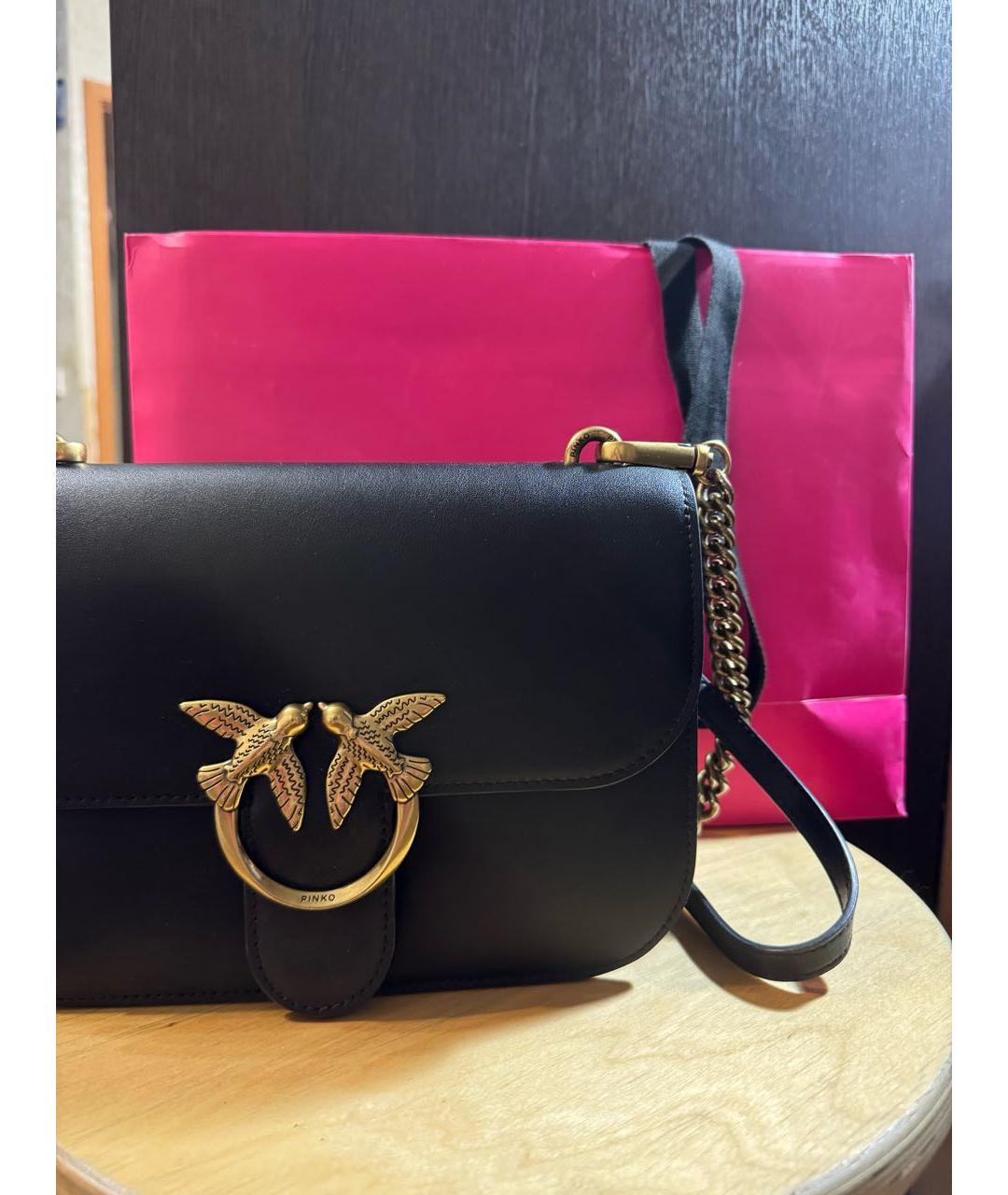 PINKO Черная кожаная сумка через плечо, фото 5