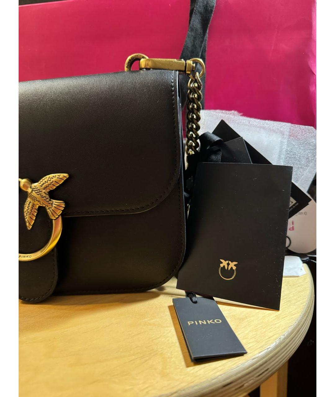 PINKO Черная кожаная сумка через плечо, фото 7