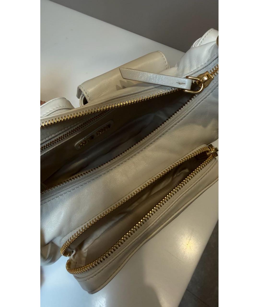 MIU MIU Белая кожаная сумка с короткими ручками, фото 6