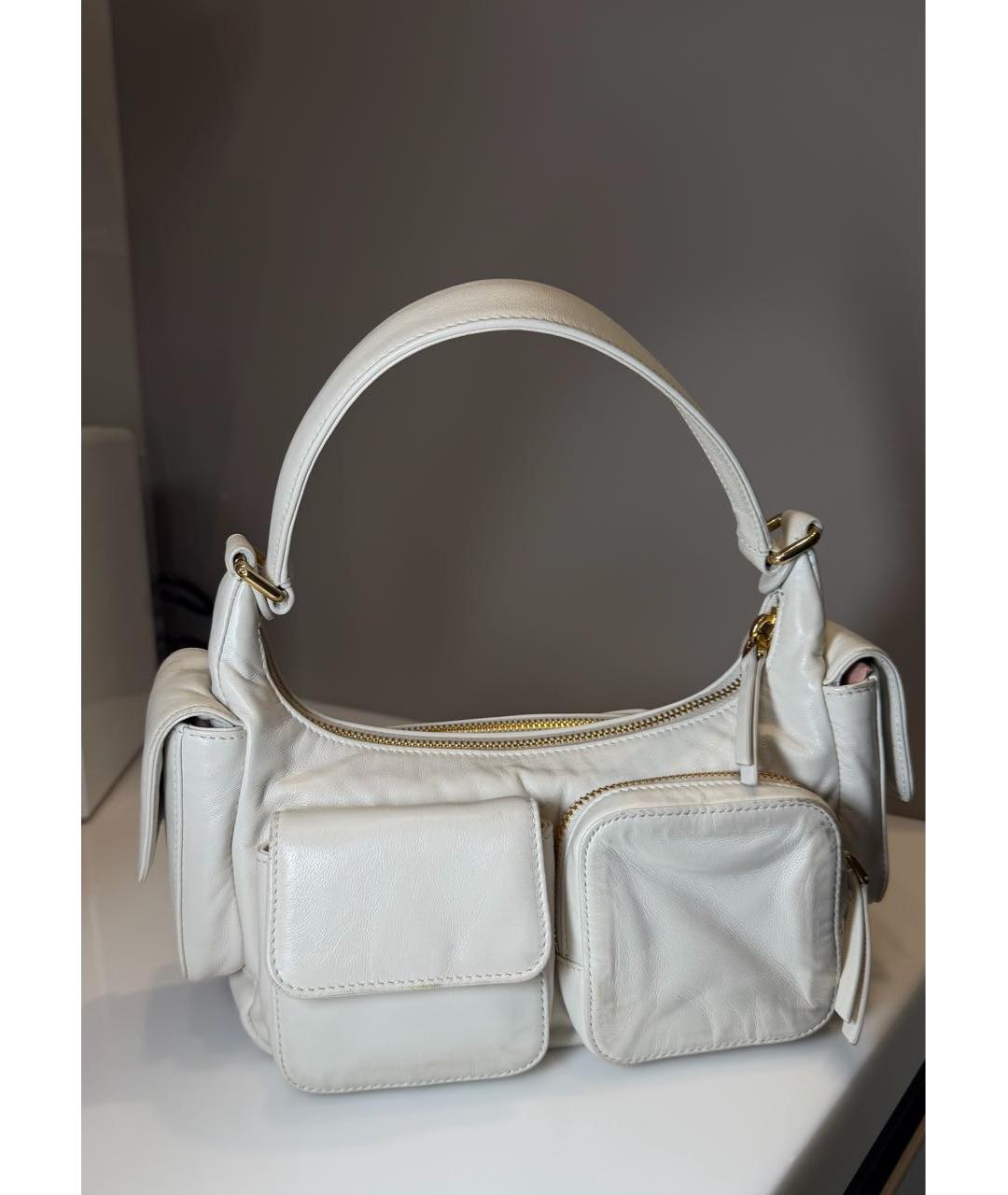 MIU MIU Белая кожаная сумка с короткими ручками, фото 2