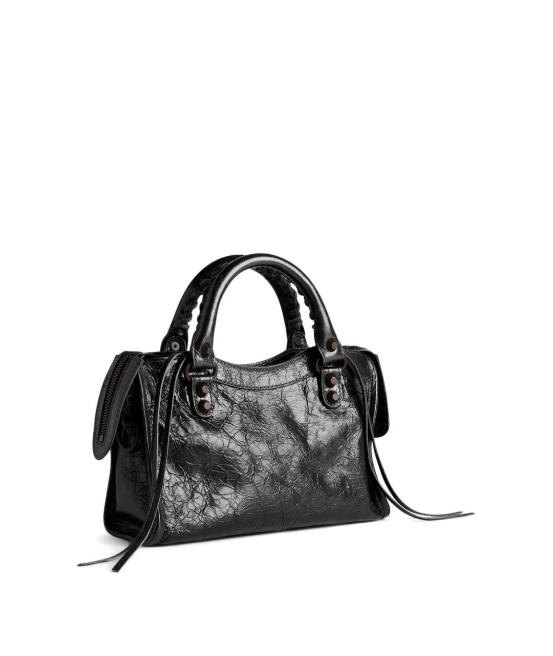 BALENCIAGA Черная кожаная сумка тоут, фото 3