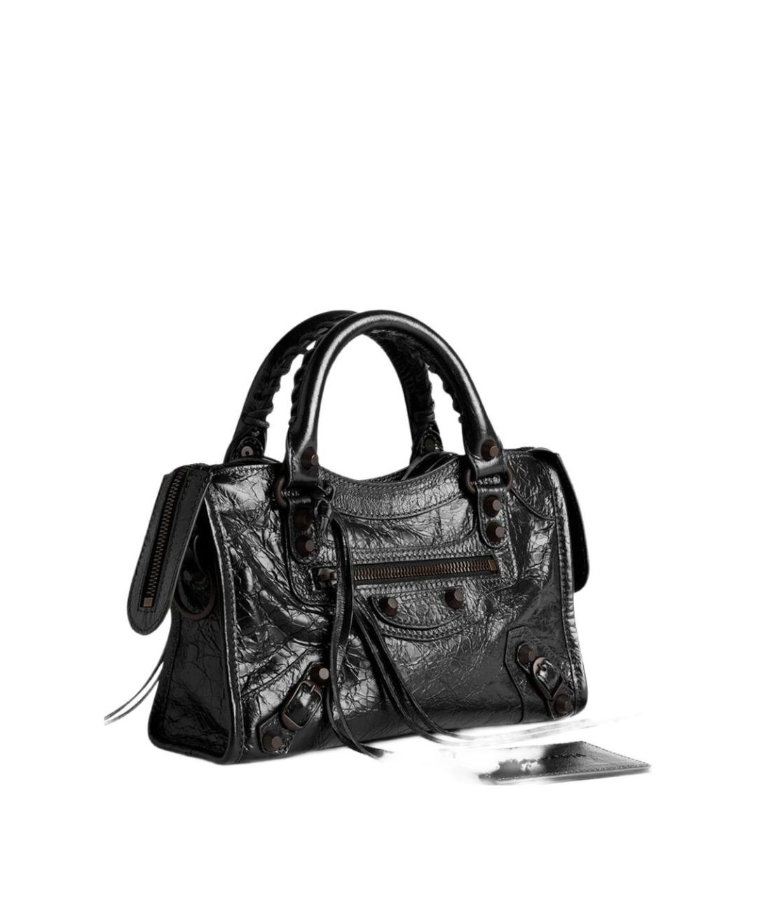 BALENCIAGA Черная кожаная сумка тоут, фото 2