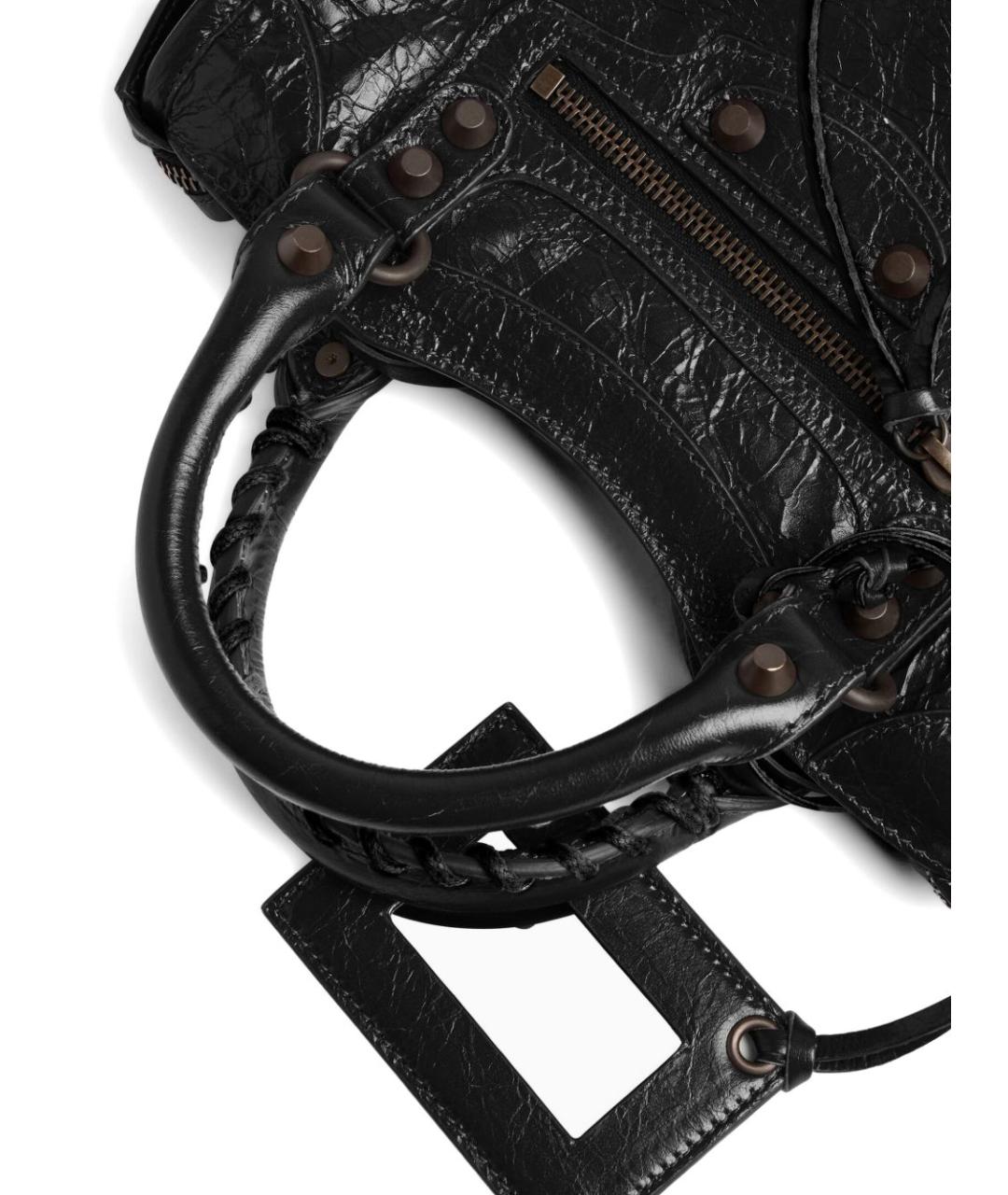 BALENCIAGA Черная кожаная сумка тоут, фото 5