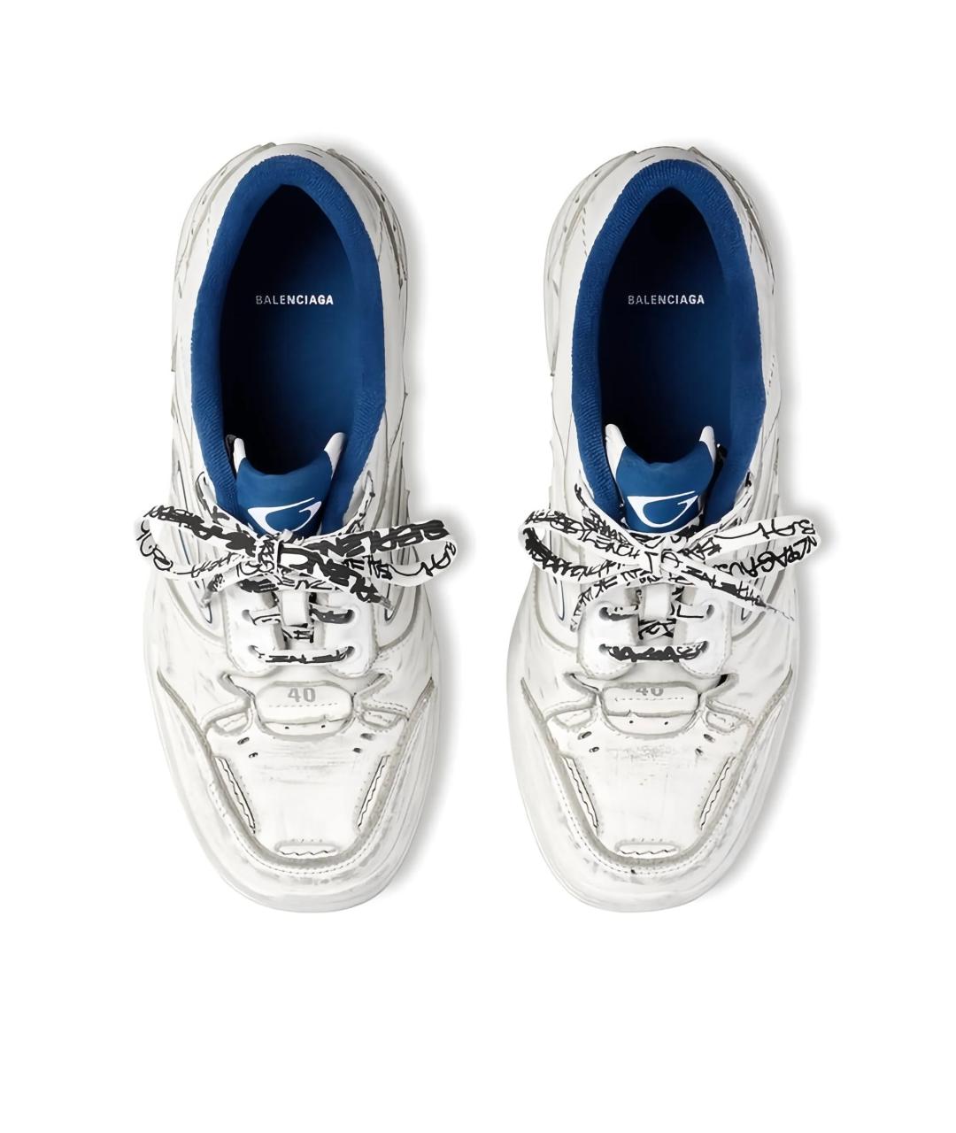 BALENCIAGA Белые кожаные низкие кроссовки / кеды, фото 5