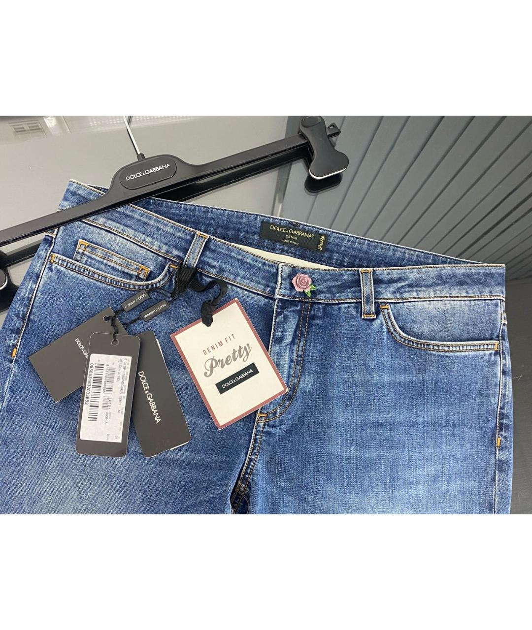 DOLCE&GABBANA Синие хлопко-эластановые джинсы слим, фото 3