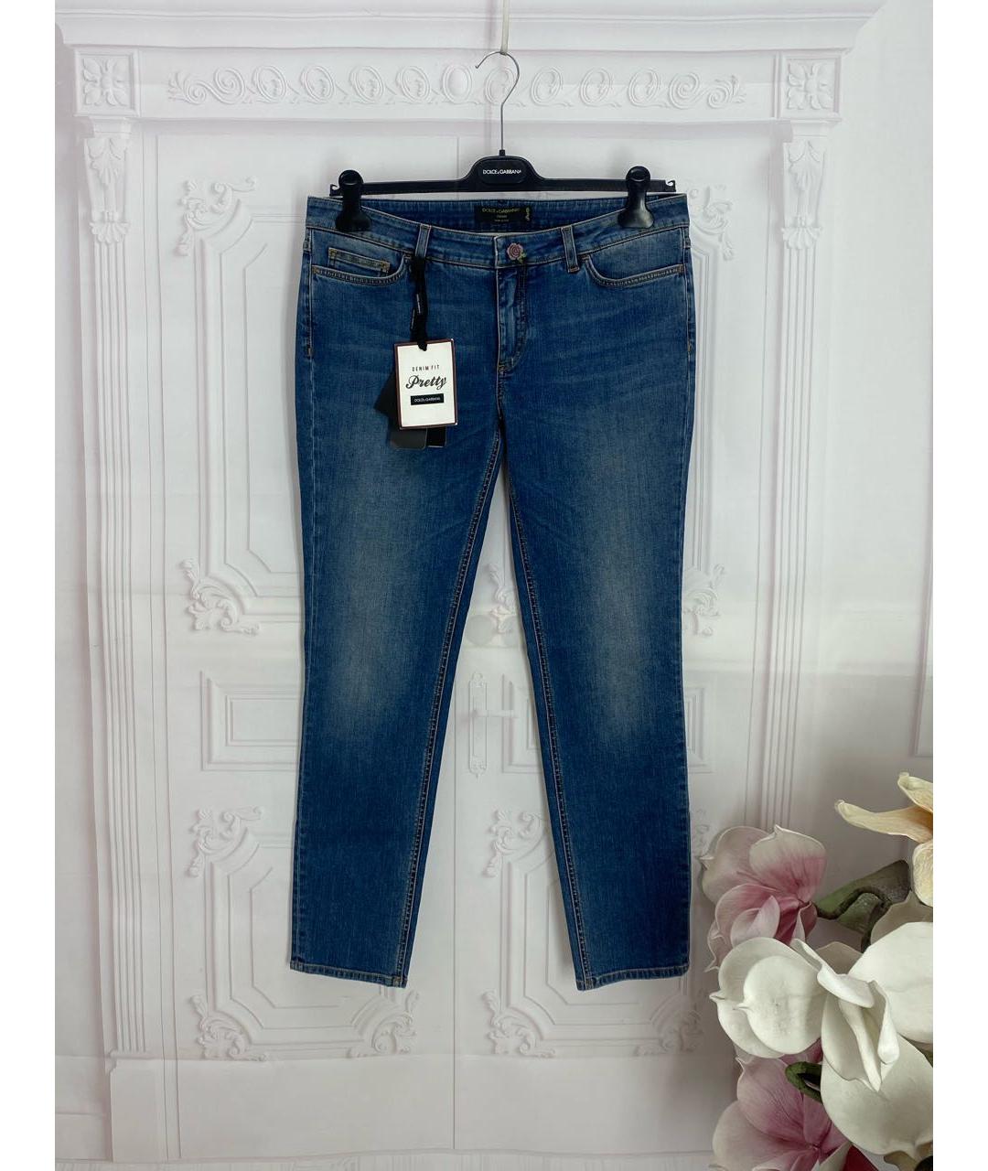 DOLCE&GABBANA Синие хлопко-эластановые джинсы слим, фото 8