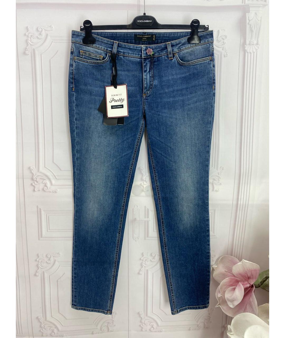 DOLCE&GABBANA Синие хлопко-эластановые джинсы слим, фото 5