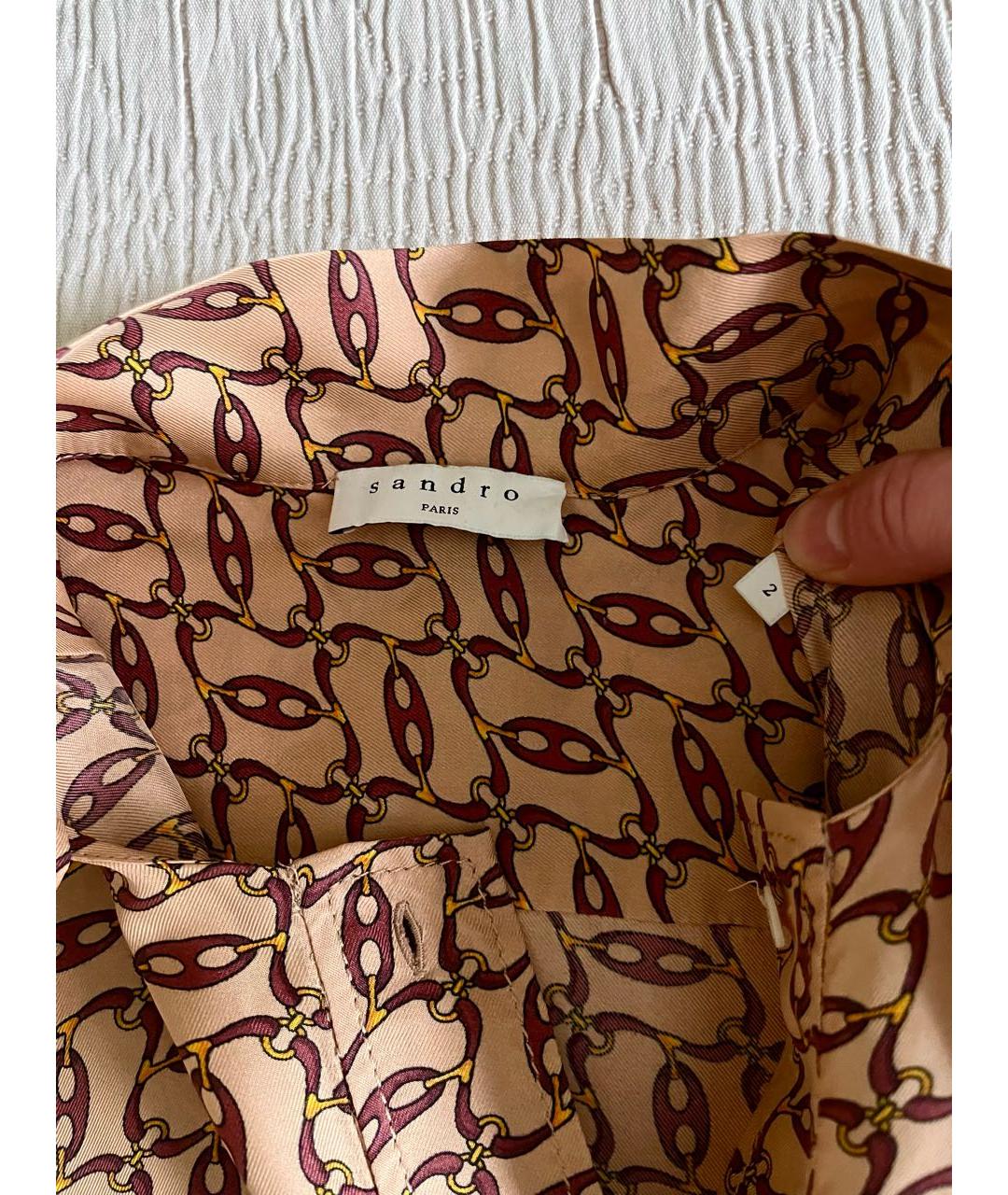 SANDRO Бежевая вискозная блузы, фото 6
