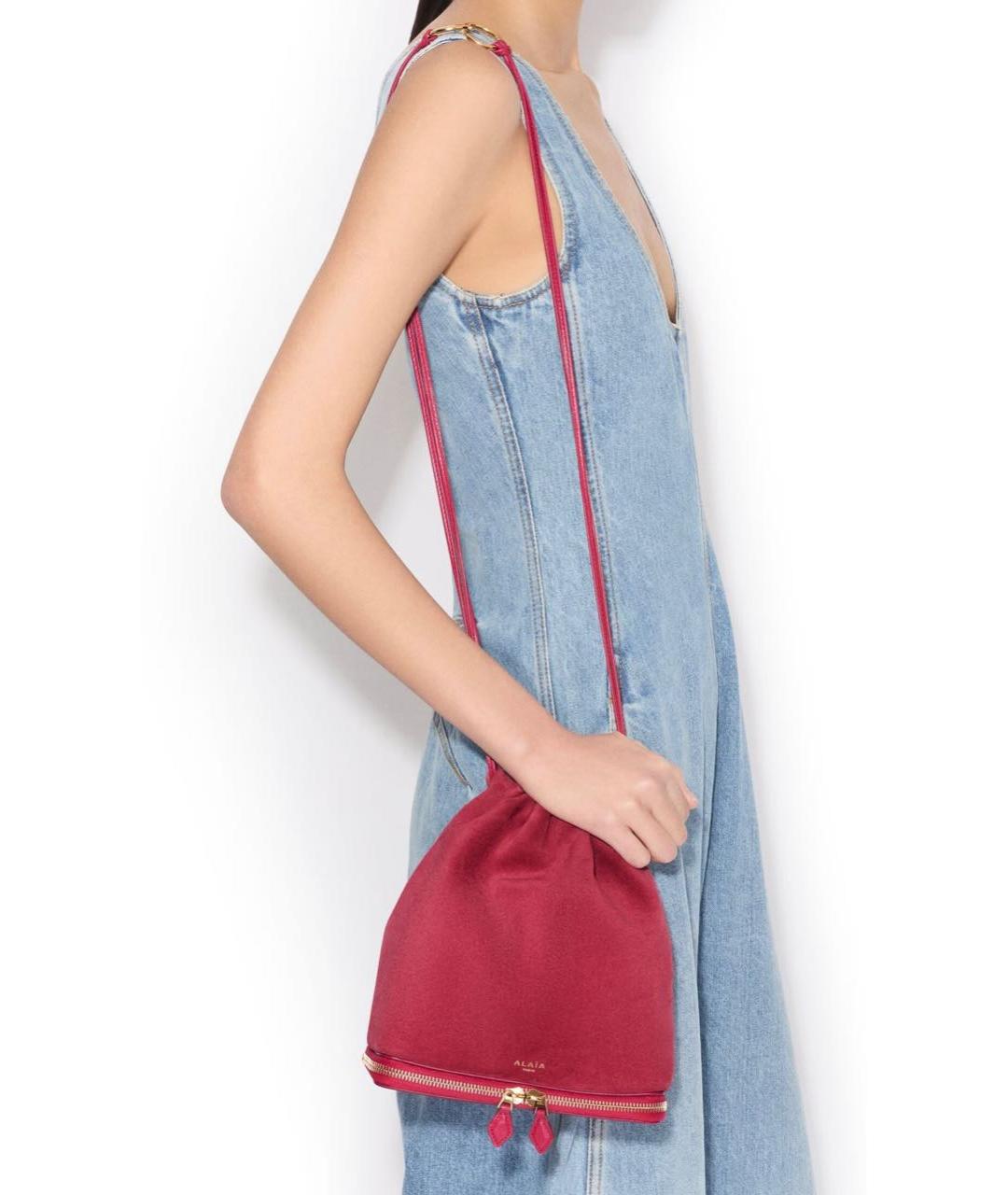 ALAIA Розовая замшевая сумка через плечо, фото 4
