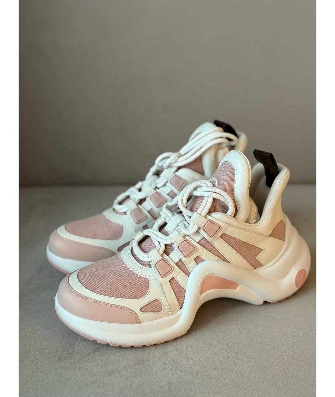 LOUIS VUITTON Розовые текстильные кроссовки, фото 2