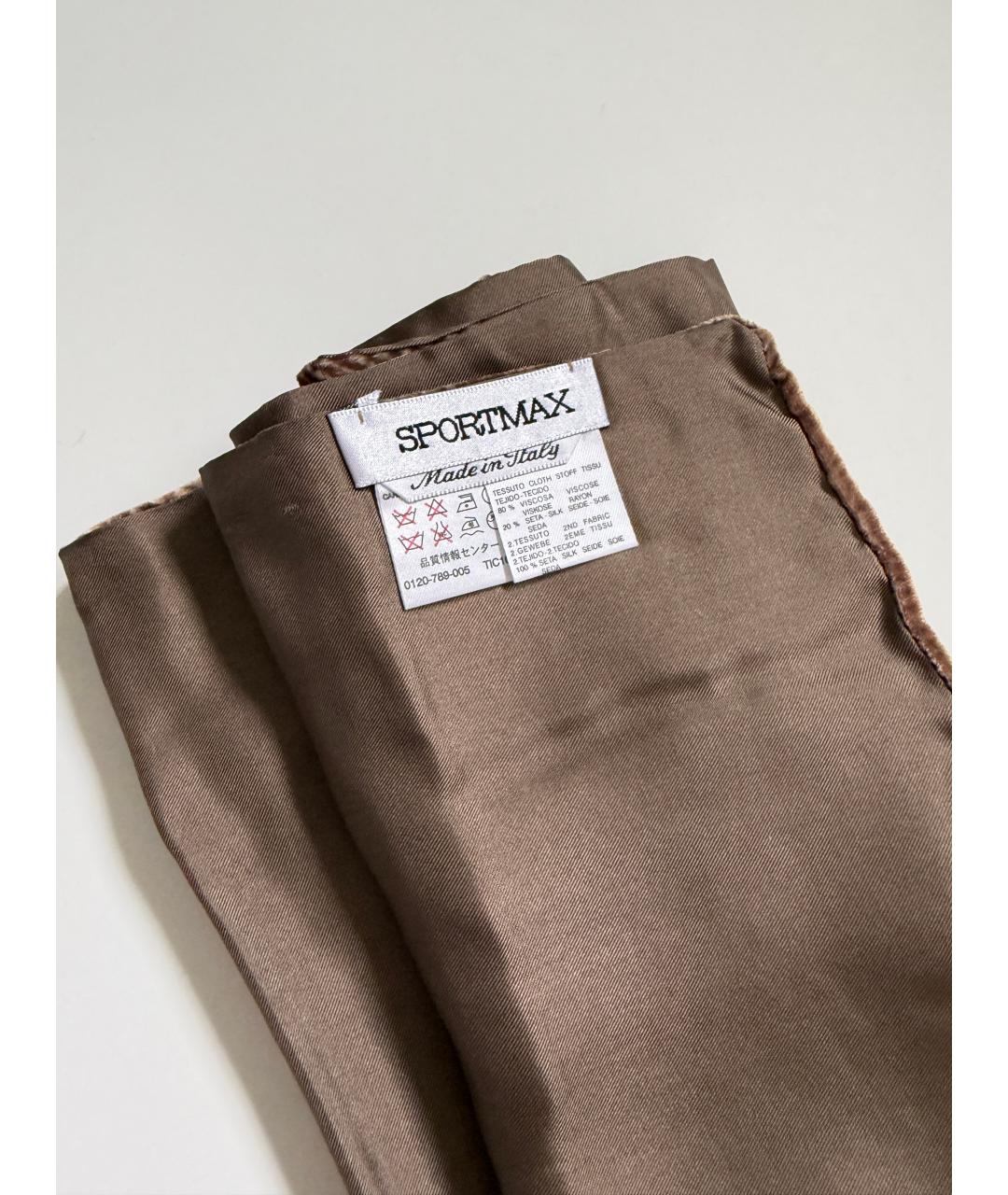 SPORTMAX Бежевый шелковый шарф, фото 3