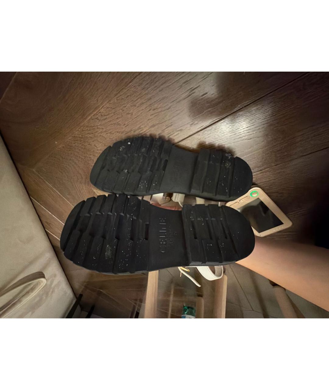 CELINE Белые кожаные сандалии, фото 6