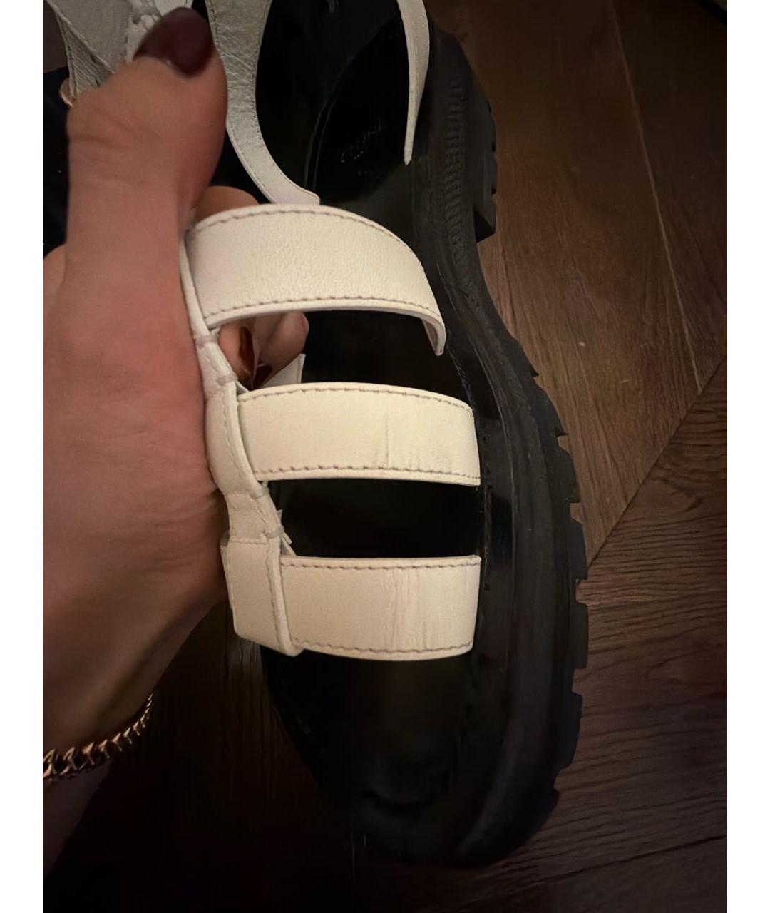 CELINE Белые кожаные сандалии, фото 7