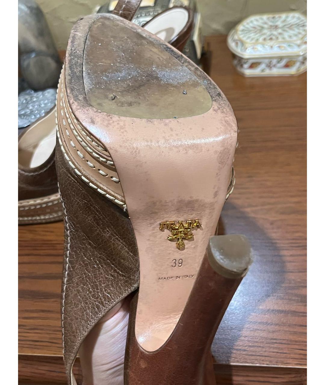 PRADA Коричневые кожаные туфли, фото 5