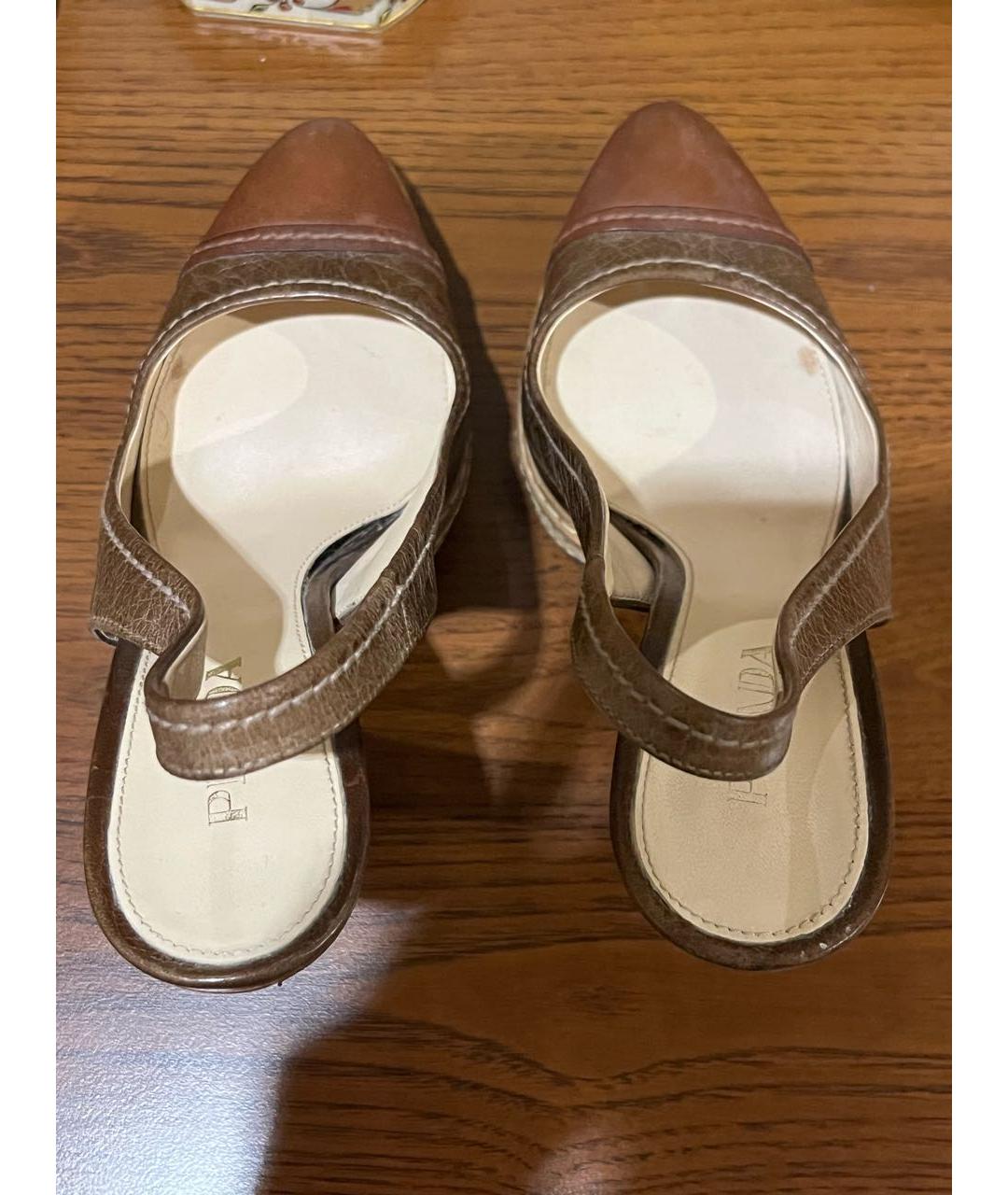 PRADA Коричневые кожаные туфли, фото 3