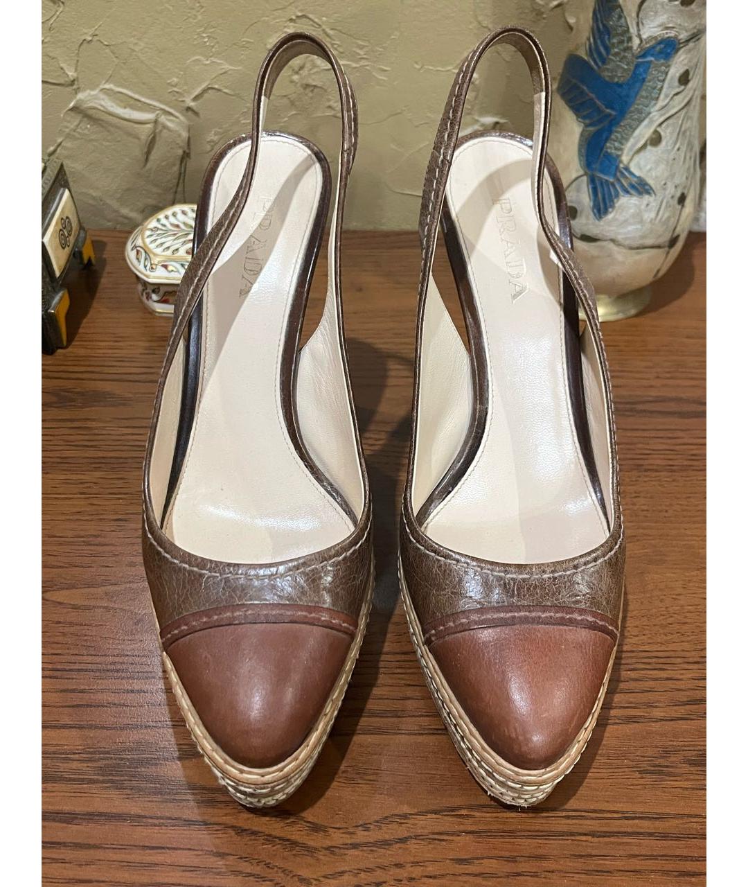 PRADA Коричневые кожаные туфли, фото 2