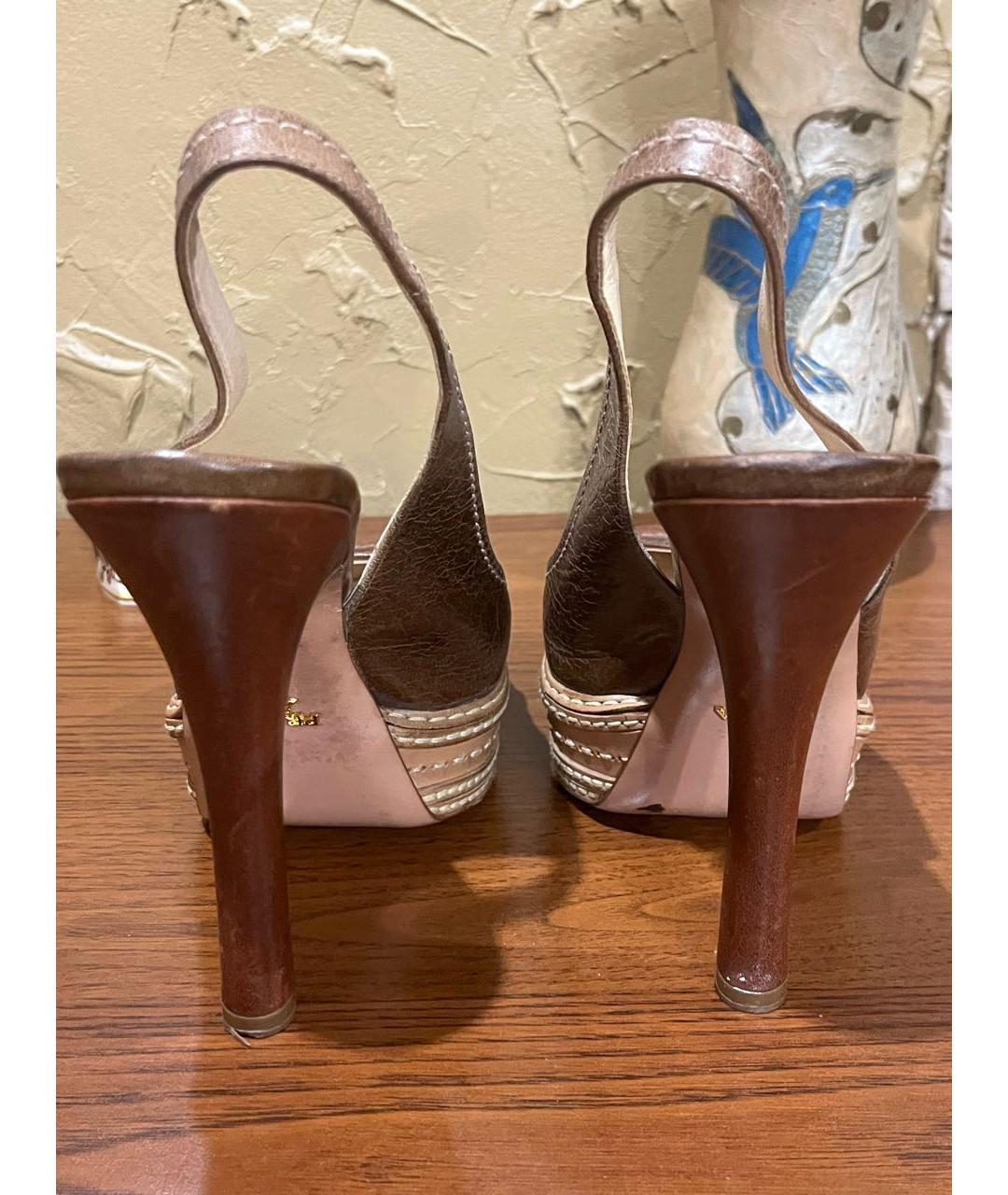 PRADA Коричневые кожаные туфли, фото 4